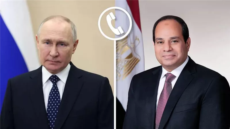 السيسي وبوتين يتوافقان علي مواصلة التحرك لوقف إطلاق النار في غزة