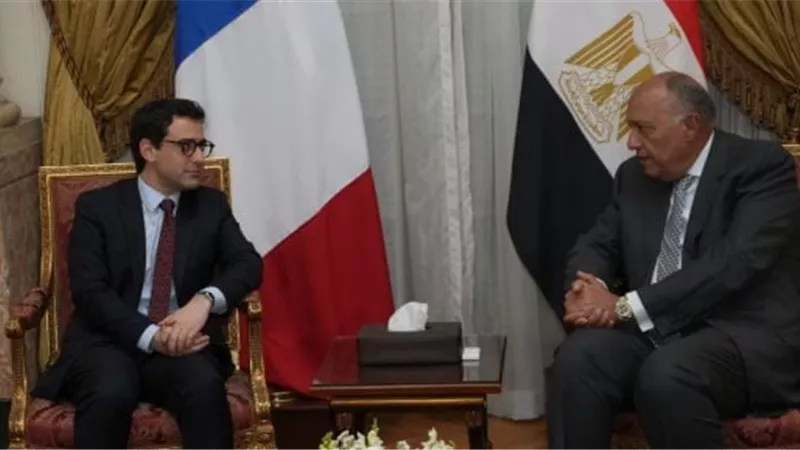 وزير الخارجية ونظيره الفرنسي يتناولان الأوضاع الانسانية فى غزة