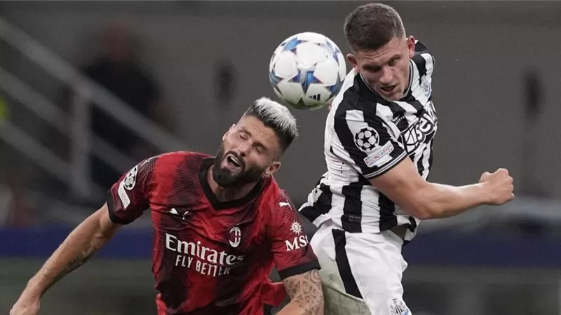 نيوكاسل يستضيف ميلان غداً في دوري الأبطال