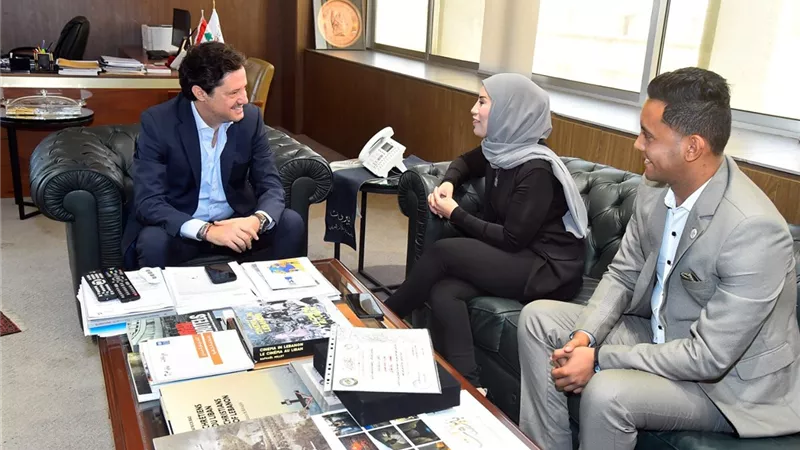 وزير الإعلام اللبناني يلتقي رئيسة الجمعية اللبنانية ورئيس برلمان الشباب الأفريقي