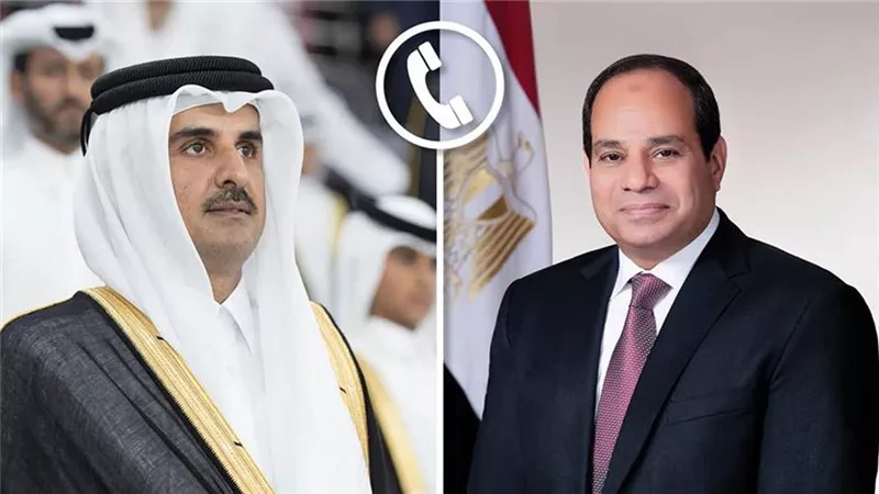 السيسي يبحث مع أمير قطر سبل تعزيز التعاون الثنائي بين البلدين