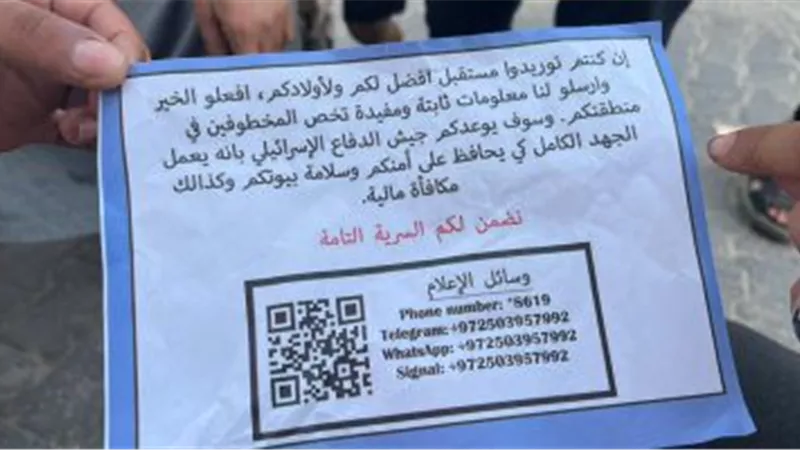 السرية التامة.. الاحتلال الصهيوني يلقى منشورات على سكان غزة تطلب المساعدة للوصول للأسرى