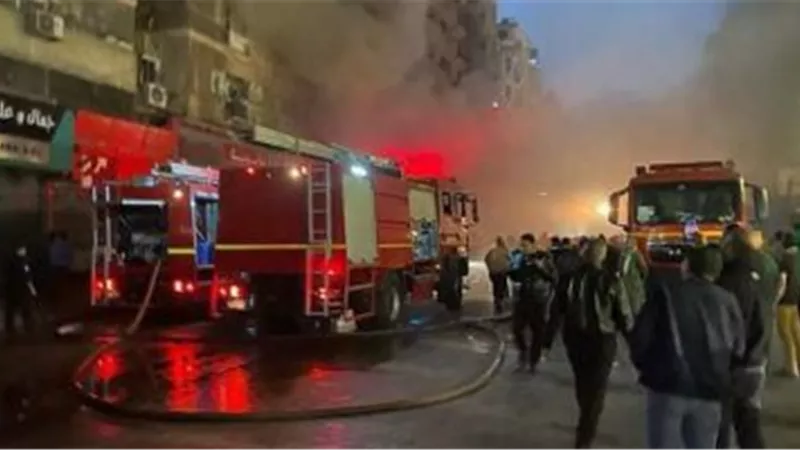 الدفع بـ 4 سيارات لإخماد حريق هائل التهم برج سكني بالقاهرة