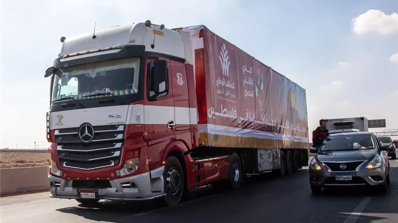 المارد الأحمر يرسل قافلة مساعدات دعماً لأهالي فلسطين